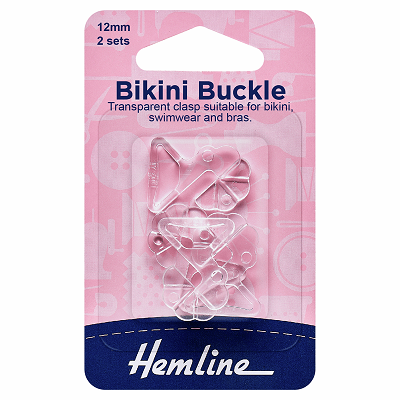 H465 Bikini Buckles: 12mm: Clear: 2 Sets..