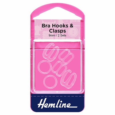 H470.9.C Bra Hooks & Clasps: Clear: 9mm..