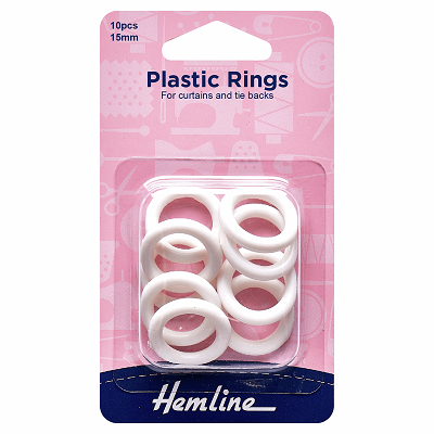 H471.15 Plastic Curtain Rings: White - 15mm - 10pcs