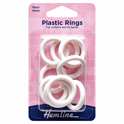 H471.19 Plastic Curtain Rings: White - 19mm - 10pcs