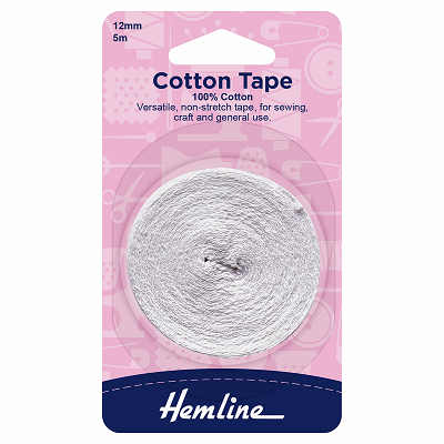 H540.12 - Cotton Tape: 5m x 12mm: White