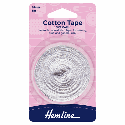 H540.20 - Cotton Tape: 5m x 20mm: White..