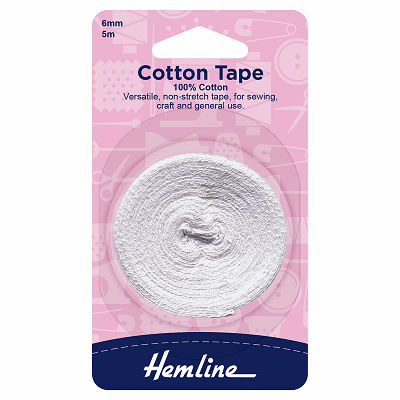 H540.6 - Cotton Tape: 5m x 6mm: White..