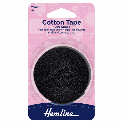 H541.20 - Cotton Tape: 5m x 20mm: Black 