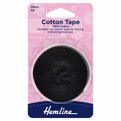 H541.20 - Cotton Tape: 5m x 20mm: Black ..