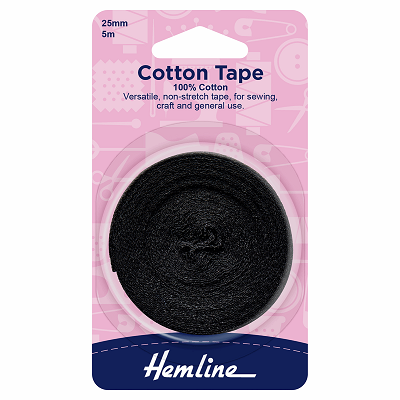 H541.25 - Cotton Tape: 5m x 25mm: Black