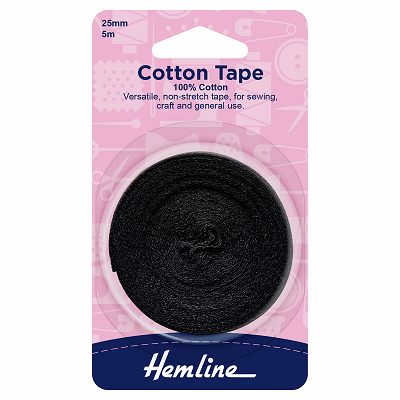 H541.25 - Cotton Tape: 5m x 25mm: Black..