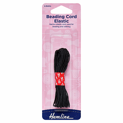 H605.BK Beading Cord Elastic: 4.5m x 1.3mm: Black..