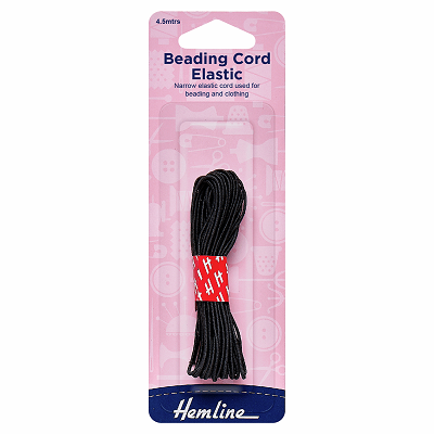 H605.BK Beading Cord Elastic: 4.5m x 1.3mm: Black