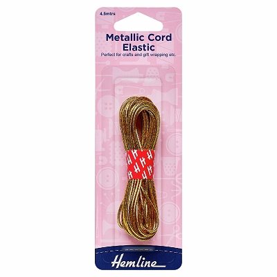 H615.GD Metallic Cord Elastic: 4.5m x 1.3mm: Gold..