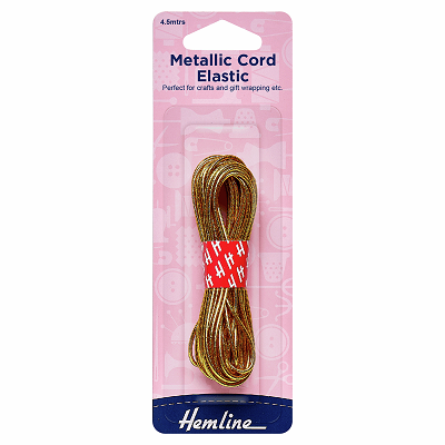 H615.GD Metallic Cord Elastic: 4.5m x 1.3mm: Gold