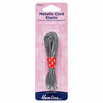 H615.SR Metallic Cord Elastic: 4.5m x 1.3mm: Silver..