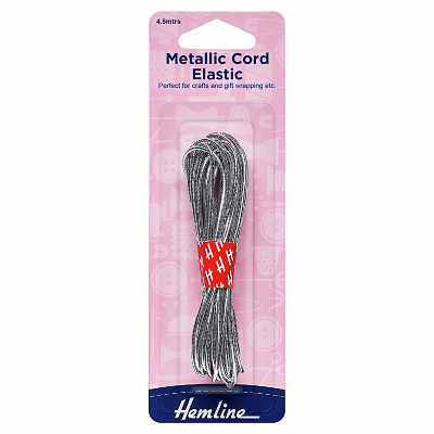 H615.SR Metallic Cord Elastic: 4.5m x 1.3mm: Silver