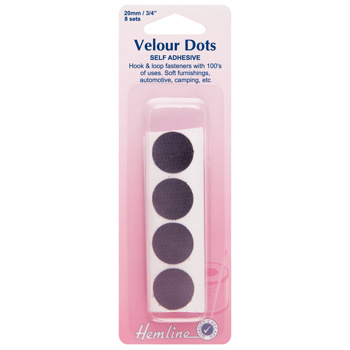H666 Hook & Loop Dots: Stick-On: 8 sets of 20mm: Black.. 