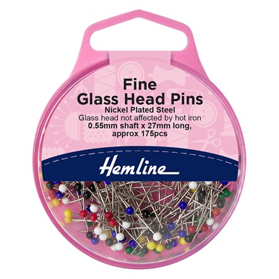 H673 Pins: Fine Glass Head: Nickel Plated Steel: 27mm: 175 Pieces