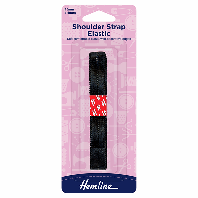 H681.20.B Elastic Shoulder Strap: 1.5m x 15mm: Black