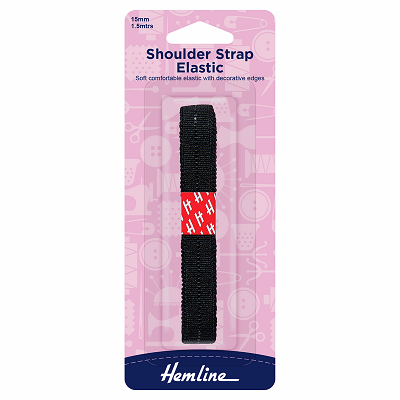 H681.20.B Elastic Shoulder Strap: 1.5m x 15mm: Black..
