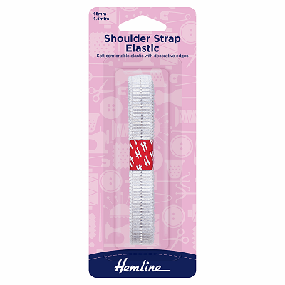 H681.20.W Elastic Shoulder Strap: 1.5m x 15mm: White..