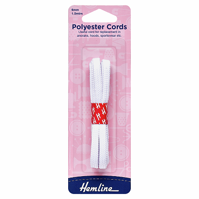 H683 Polyester Cord: 1.5m x 6mm: White