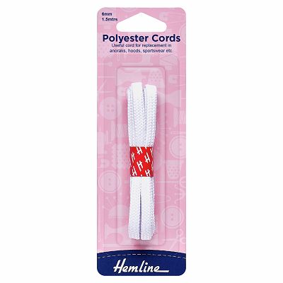 H683 Polyester Cord: 1.5m x 6mm: White..