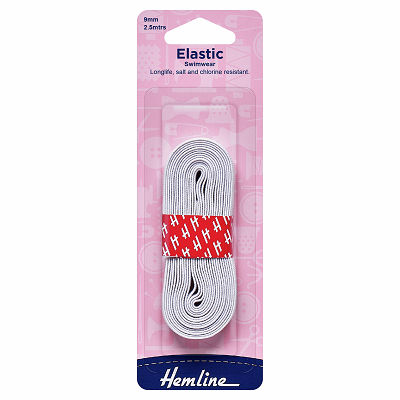 H685.90 Swimwear Elastic Woven: 2.5m x 9mm: White..