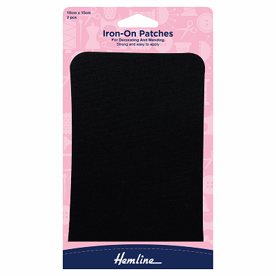 H690.BLK Black Cotton Twill - Iron On Patches