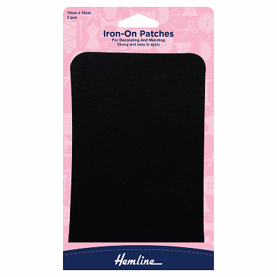 H690.BLK Black Cotton Twill - Iron On Patches..
