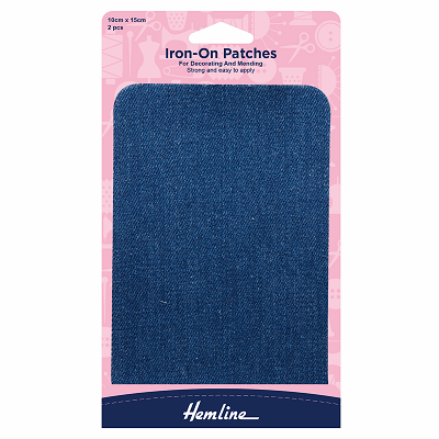 H690.MD Mid Denim Cotton Twill - Iron On Patches..