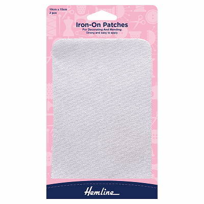 H690.WHT White Cotton Twill - Iron On Patches..