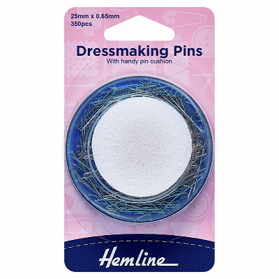 H704 Pins: Dressmaker's & Foam Pincushion: 25mm: 350 Pieces..
