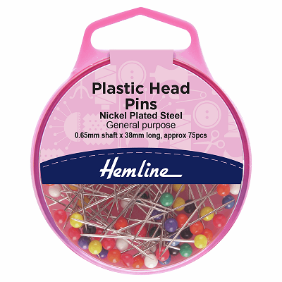 H706 Pins: Plastic Head: 38mm: Nickel: 75 Pieces