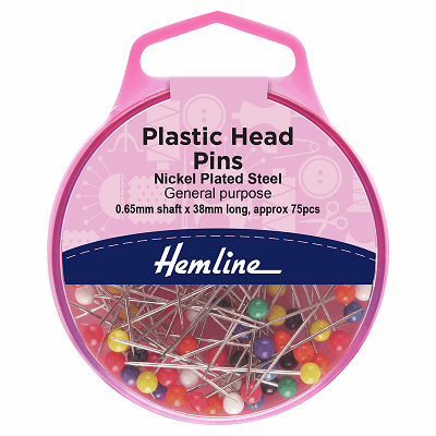 H706 Pins: Plastic Head: 38mm: Nickel: 75 Pieces..