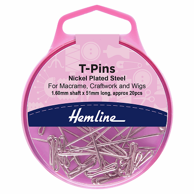 H709 Pins: T-Pins: 51mm: Nickel: 20 Pieces..