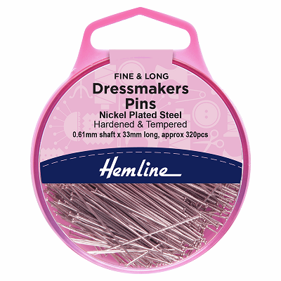 H718 Pins: Dressmaker's: Fine: 33mm: Nickel: 320 Pieces