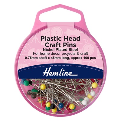 H726 Pins: Plastic Head: Nickel: Heavy: 45mm: 100 Pieces