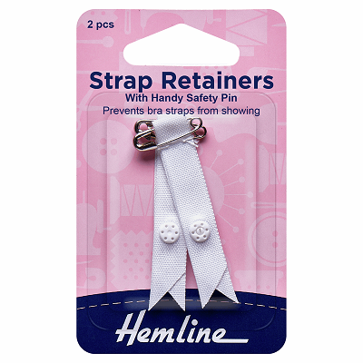 H788.W Shoulder Strap Retainer with Safety Pin: White..