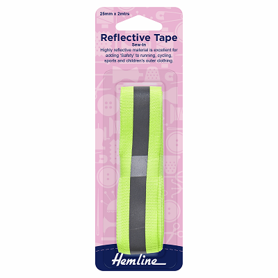 H826.Y Reflective Sew-In Tape: Yellow - 2m x 25mm..