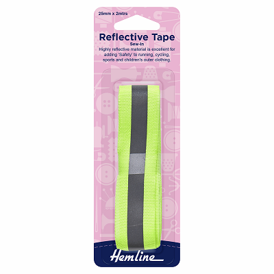 H826.Y Reflective Sew-In Tape: Yellow - 2m x 25mm