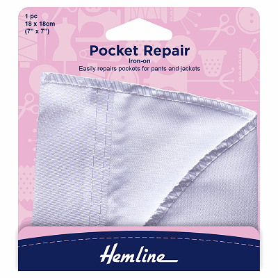 H875 Iron-On Pocket Repair: White - 18 x 18cm