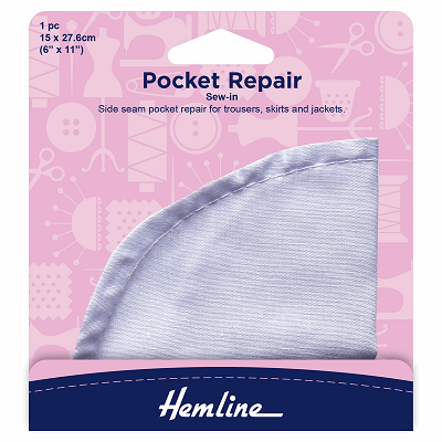H876 Sew-In Pocket Repair: White - 23 x 15cm..