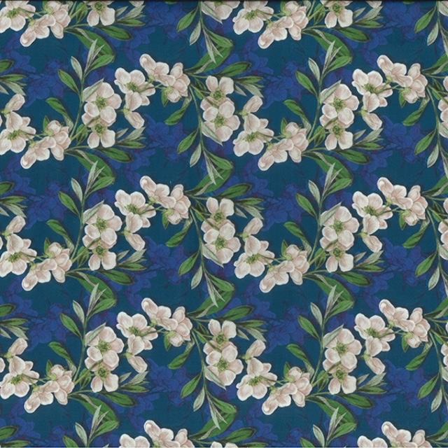 100% Cotton Poplin Medium Floral Blue - 01JLC622blue