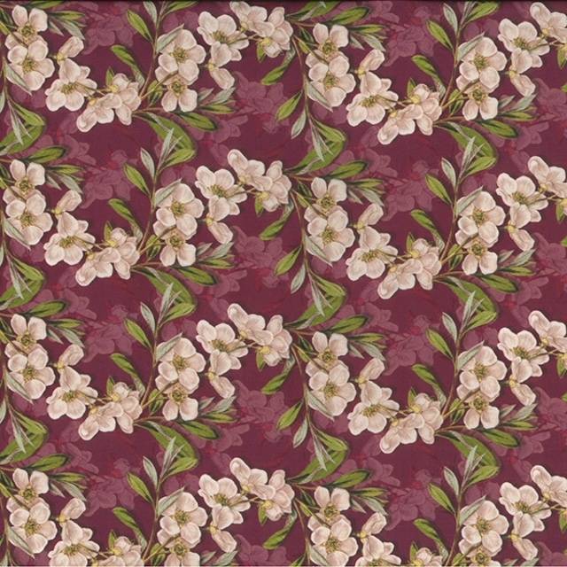 100% Cotton Poplin Medium Floral Mauve - 01JLC622mauve