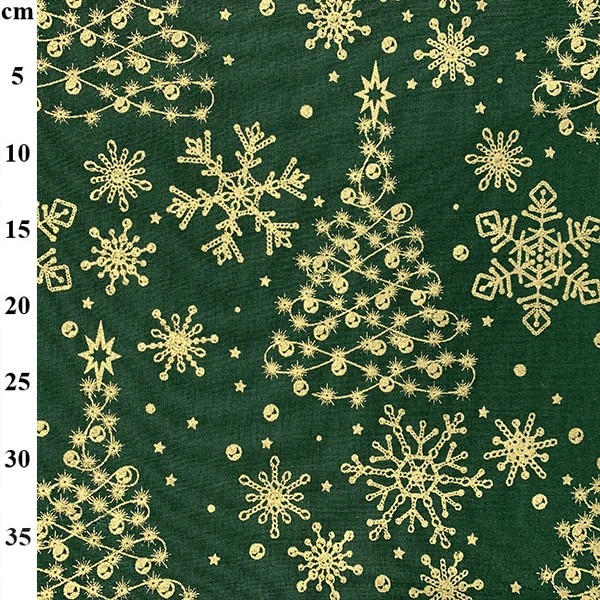 100% Cotton Christmas Print - 01-JLX0262 - Green/Gold