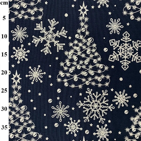 100% Cotton Christmas Print - 01-JLX0262 - Navy/Silver