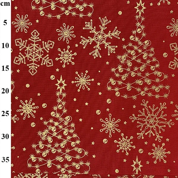 100% Cotton Christmas Print - 01-JLX0262 - Red/Gold