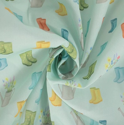 Polycotton Garden Gather - MINDPC18 Mint