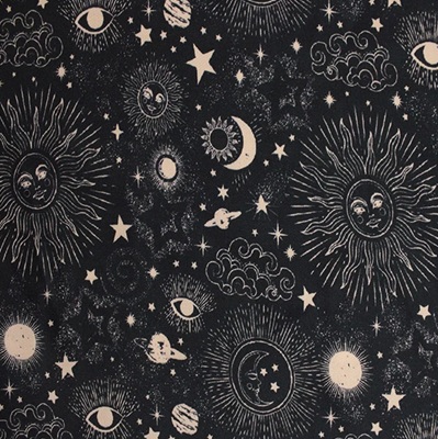 100% Viscose  - EM27-ESDC38 - Rayon Sateen Zodiac Galaxy