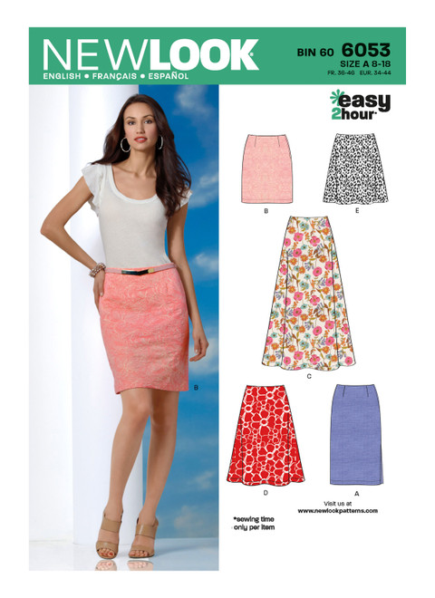 New Look Sewing Pattern Misses' Skirts - N6053 - Size - 8-18