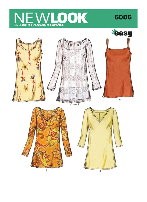 New Look Sewing Pattern Misses' Tops - N6086 - Size - 10-22