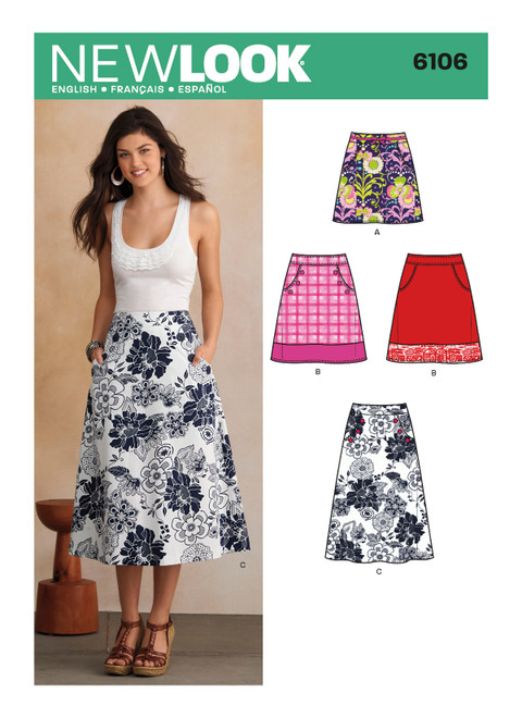 New Look Sewing Pattern Misses' Skirts - N6106 - Size - 10-22